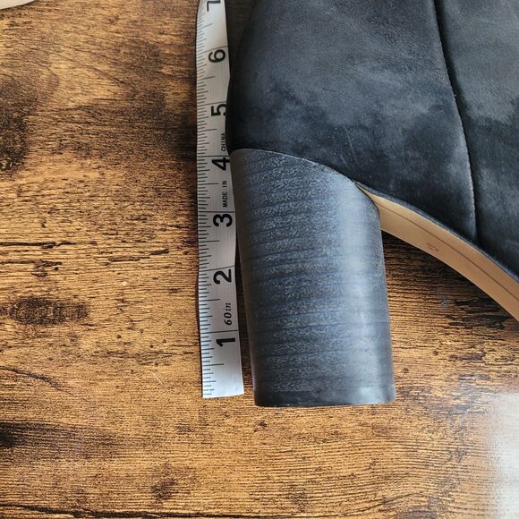 Sam Edelman Leather Upper Black Suede Zip Block Boots Womans Size 8.5 Round Toe - Picture 9 of 9